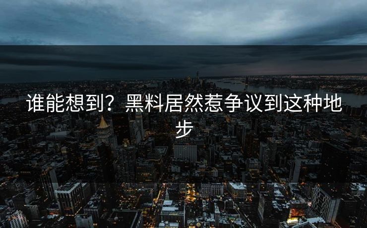 谁能想到？黑料居然惹争议到这种地步
