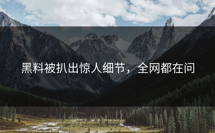 黑料被扒出惊人细节，全网都在问