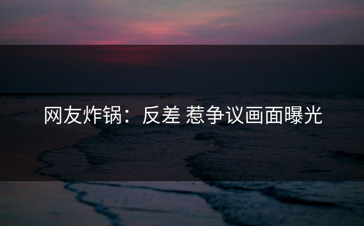 网友炸锅：反差 惹争议画面曝光