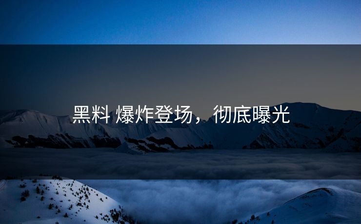 黑料 爆炸登场，彻底曝光