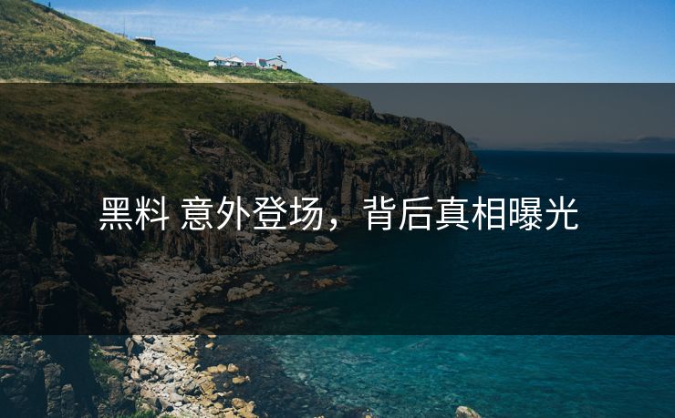黑料 意外登场，背后真相曝光