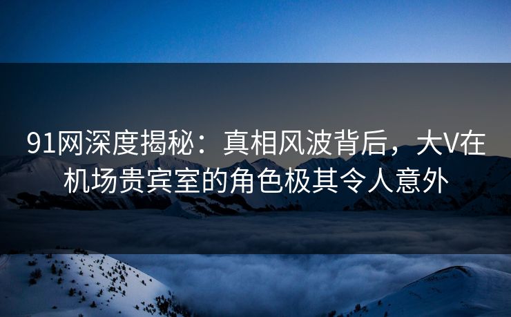 91网深度揭秘：真相风波背后，大V在机场贵宾室的角色极其令人意外