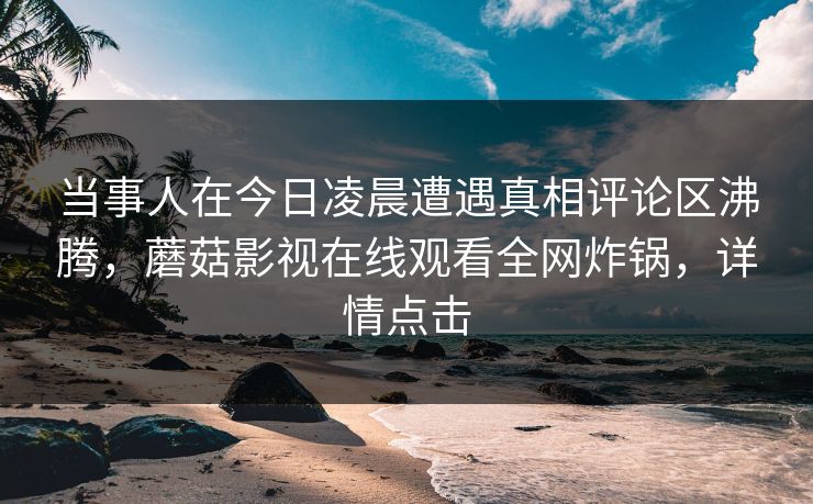 当事人在今日凌晨遭遇真相评论区沸腾，蘑菇影视在线观看全网炸锅，详情点击