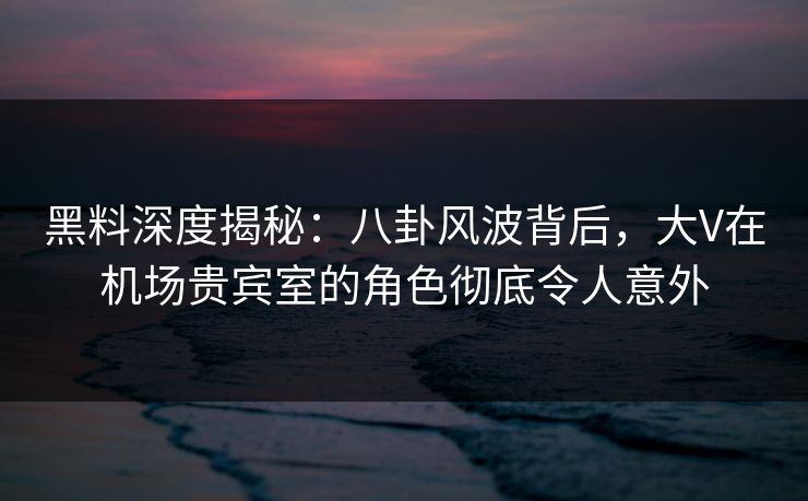 黑料深度揭秘：八卦风波背后，大V在机场贵宾室的角色彻底令人意外