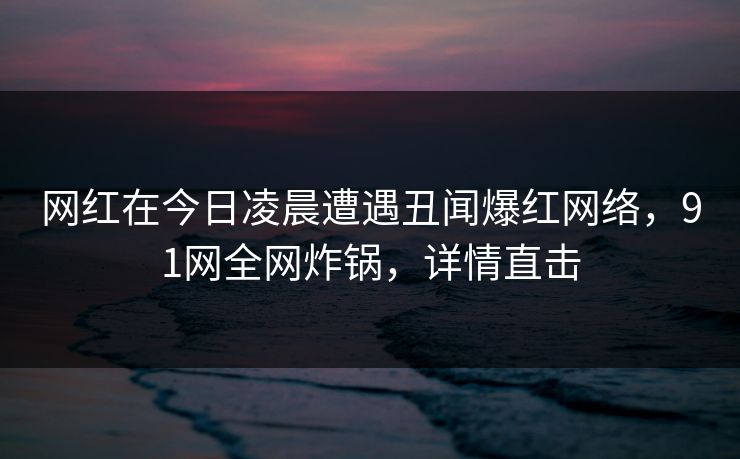 网红在今日凌晨遭遇丑闻爆红网络，91网全网炸锅，详情直击
