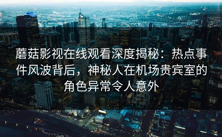 蘑菇影视在线观看深度揭秘：热点事件风波背后，神秘人在机场贵宾室的角色异常令人意外