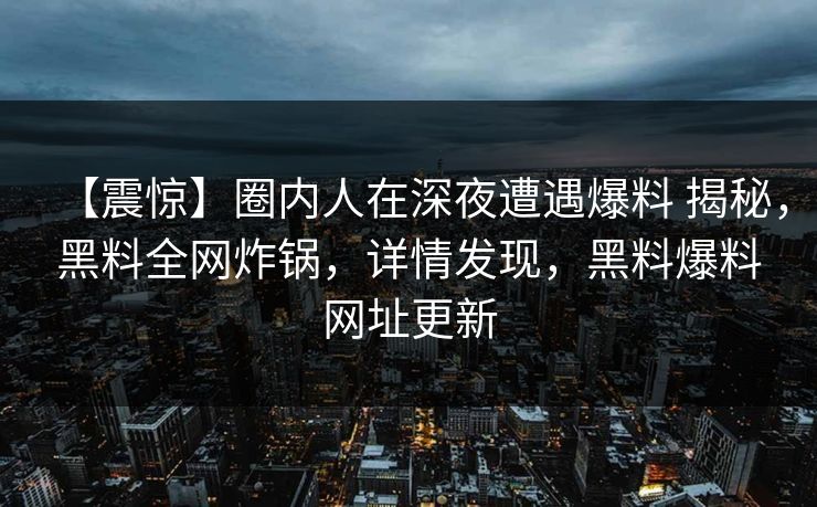 【震惊】圈内人在深夜遭遇爆料 揭秘，黑料全网炸锅，详情发现，黑料爆料网址更新