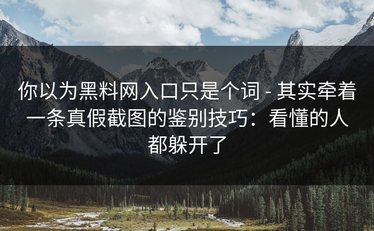 你以为黑料网入口只是个词 - 其实牵着一条真假截图的鉴别技巧:看懂的人都躲开了 你以为黑料网入口只是个词 - 其实牵着一条真假截图的鉴别技巧:看懂的人都躲开了